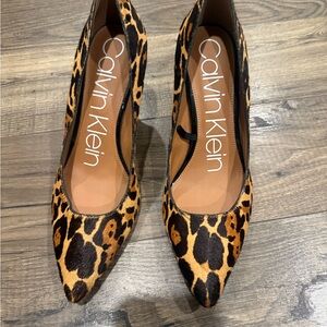 Calvin Klein Animal Print Heels - Black and Tan